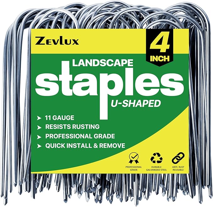 4 Inch 160 Pack 11 Gauge U - Shape Garden Stakes Set: Drip, Line & Irrigation Tubing Stakes, Galvanized Landscape Staples for Tube, Lawns, Weed Barriers, Landscape Fabrics, Irrigation Hose, Floor Mats