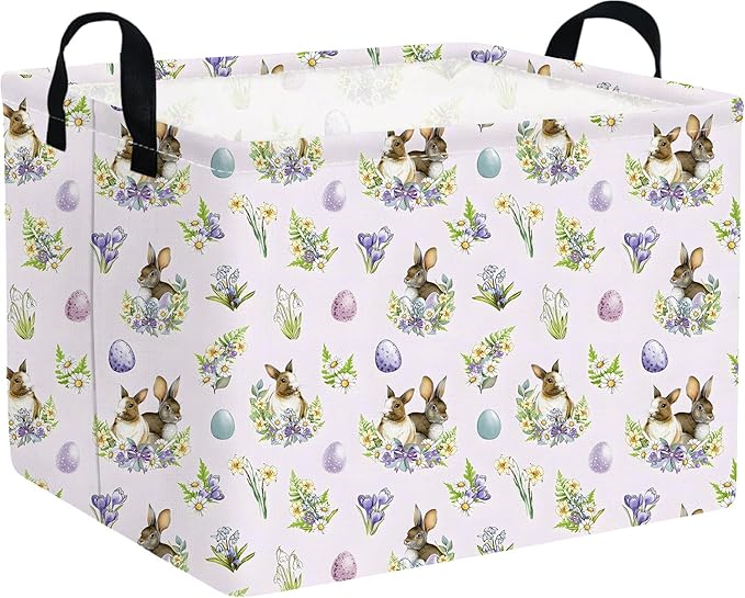 Rectangular Cute Easter basket,Easter basket empty,Storage Basket for baby Bedroom,Toy Gift Organizerm,Kids Storage Bin,Gift baskets,Easters Home Decor(Purple Easter egg)