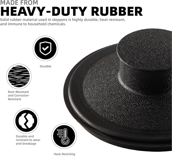 RQYEKDO Kitchen Sink Stopper, 3-1/2" Universal Sink Cover for Garbage Disposal Stopper and Kitchen Drain Plug,Replacement for InSinkErator, Moen,Waste King, Whirlpool,Kohler（2PC