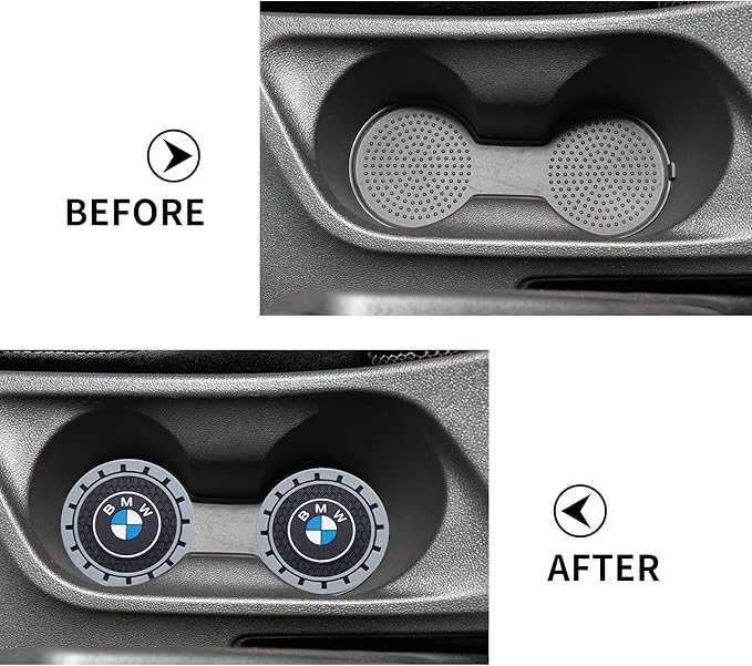 Car Cup Coaster, 2PCS Universal Non-Slip Cup Holders, Compatible with BMW Series Car Cup Holder Coasters，Car Drink Coaster Holder Accessory, Black