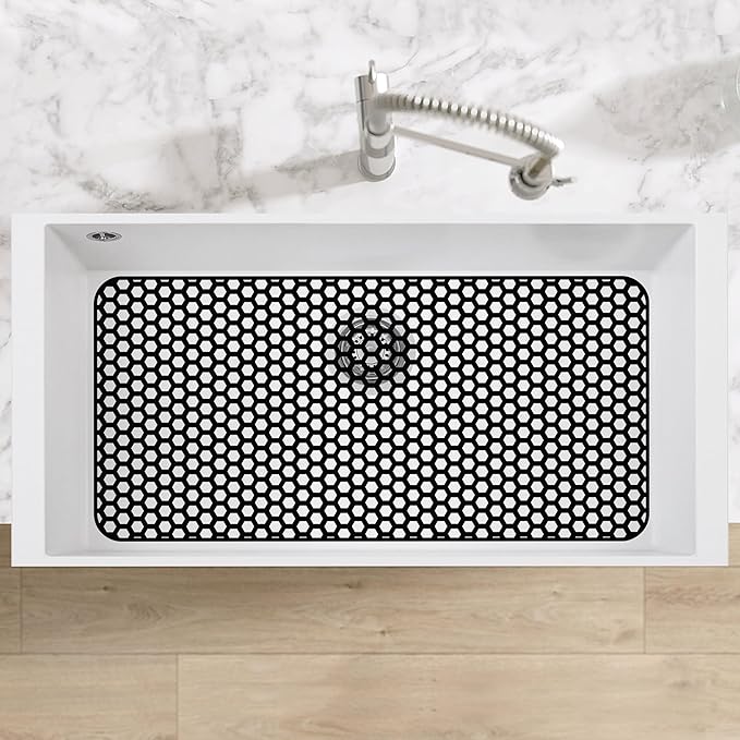 Silicone Sink Protectors for Kitchen Sink - 28.4"x 14.3" Kitchen Protector Accessory, Non-Slip Heat Resistant Mat for Bottom of Farmhouse Stainless Steel Porcelain, Black