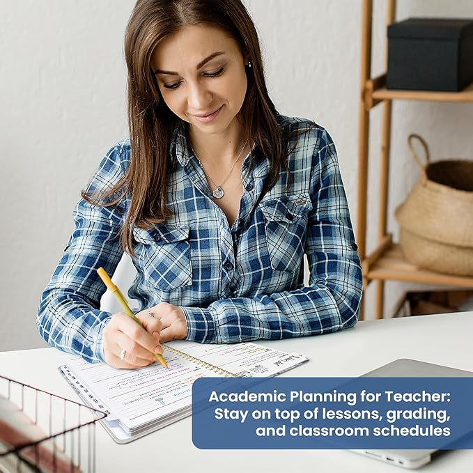 Planner 2026-2027, Academic Year Monthly and Weekly Calendar Planner, Jul 2026 - Jun 2027, Hardcover Teacher Student Planning Agenda book with Tabs, Perfect for School Office Supplies, 6.3" x 8.5" - Blue Elegance
