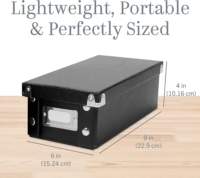 Snap-N-Store Index Card Holder Storage Box - Collapsible Organizer Box fits 1100 Flash Cards - Business, Recipe, or Note Card - 4 x 6, 2 Pack, Black