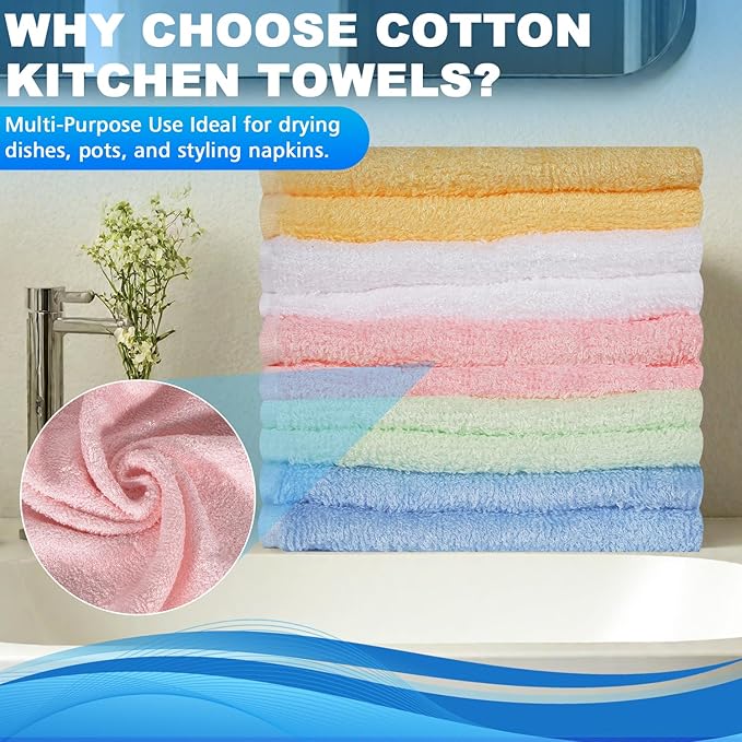 10 Pack Microfiber Wash Cloth, 10x10 Inch Highly Absorbent and Soft Feel Fingertip Towels, Machine Washable Washcloths for Bathroom, Gym, Hotel, Spa and Kitchen, Multicolor