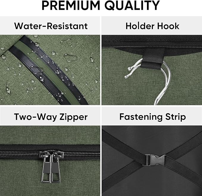 BALEINE Travel Garment Bag, Travel Suit Bag for Men, 42'' Waterproof Carry on Garment Bag for Hanging Clothes, Garment Duffel Bag for Travel Business (Green)