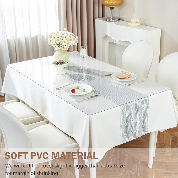 LovePads Clear Desk Mat 17 x 66 Inch, 1.5mm Thick Clear Table Protector, Waterproof Plastic Table Cover Protector, PVC Desk Protector Mat, Vinyl Desk Cover for Desktop, Coffee & Dining Table
