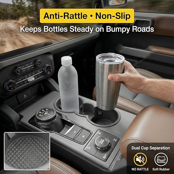 Cup Holder for 2020-2025 Ford Escape & 2021-2025 Bronco Sport(Not for Bronco) Center Console Cup Holder Insert Cupholder Organizer Coaster Liner for Bronco Sport/Escape Interior Accessories