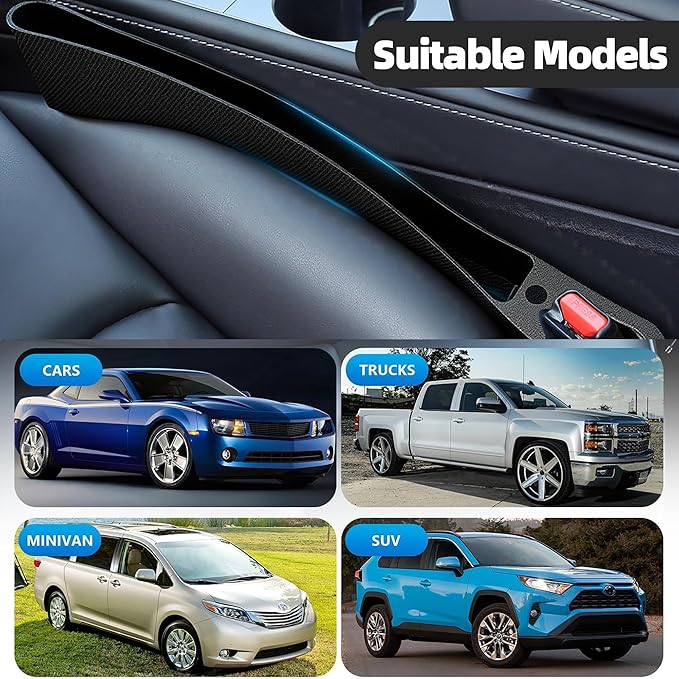 Yojunauto Car Seat Gap Filler Organizer，Auto Side Seat Gap Storage Box, Fit for Cars, Trucks Fill Gap Space Between the Console and Seats (2 Pack)