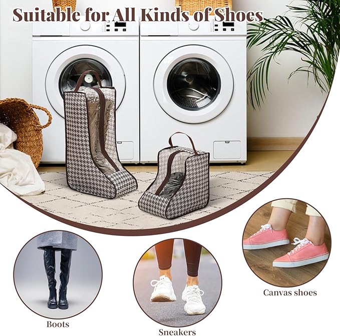 4 Pcs Boot Storage Bag, Portable Waterproof and Dustproof Boot Bags for Cowboy Boots (2*High + 2*Short)