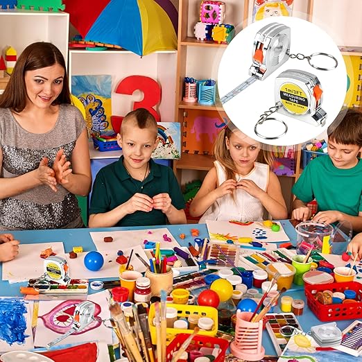 3ft Small Tape Measure Keychain, Portable and Retractable Mini Tape Measure with Slide Lock Mechanism for Daily Use Gadgets or Kids Construction Party Favors Gifting Prize Bag Fillers (120)