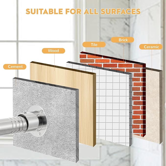 1.3 Inch Diameter Closet Rods for Hanging Clothes, 17-75 Inch Adjustable, Metal Heavy Duty Closet Pole, Silver Closet Bar for Hanging Clothes, Suitable for Closets, Wardrobes, Bathrooms, Windows