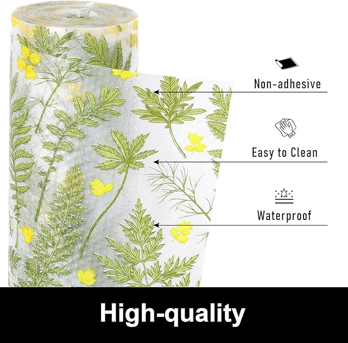 Cooyes Shelf Liners for Kitchen Cabinets Refrigerator Liners Waterproof & Oil-Proof Kitchen Cupboard Liner Drawer Mats EVA Material Non Adhesive Fridge Liner for Shelves（23.6" W x 236" L）