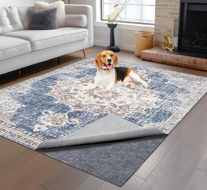 Non-Slip Rug Pads 4 x 4 ft, 100% Waterproof Rug Non-Skid Pad for All Floors and Finishes, Durable Hardwood Floor Protective Felt Keeps Rugs in Place, Safe and Secure