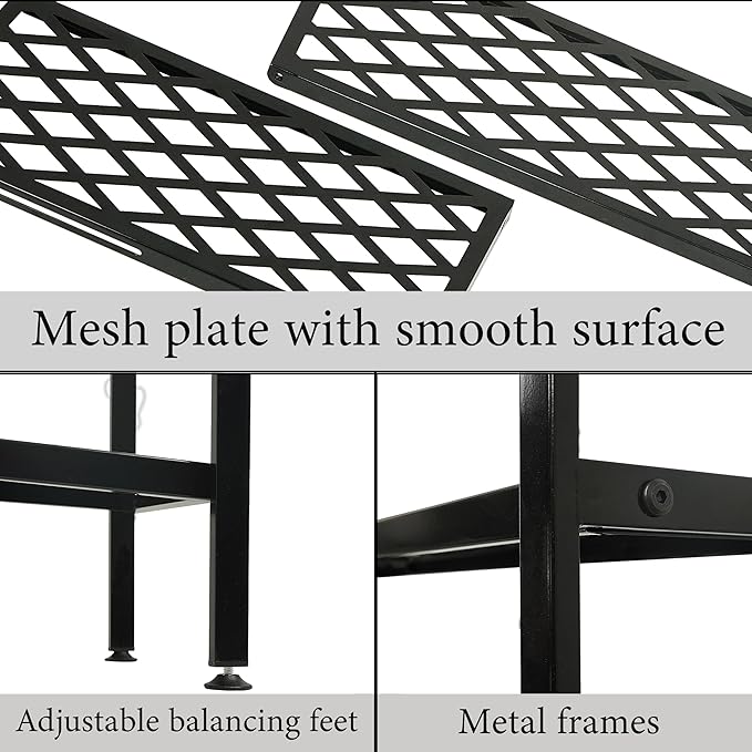 Shoe Rack, Expandable Shoes Organizer Metal Shelf Stand, 2-Tier Stackable Long Shoe Storage Holder for Closet, Floor, Entryway, Garage, Bedroom, Door Entrance for 12-18 Pairs, 45.6 Inches, Black