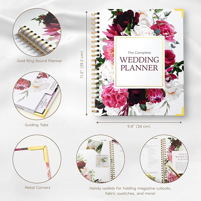 Your Perfect Day Wedding Planner Book and Organizer - Wedding Planner Book - Bridal Planning Binder with Countdown Calendar - Bride Gifts - (PINK FLORAL)