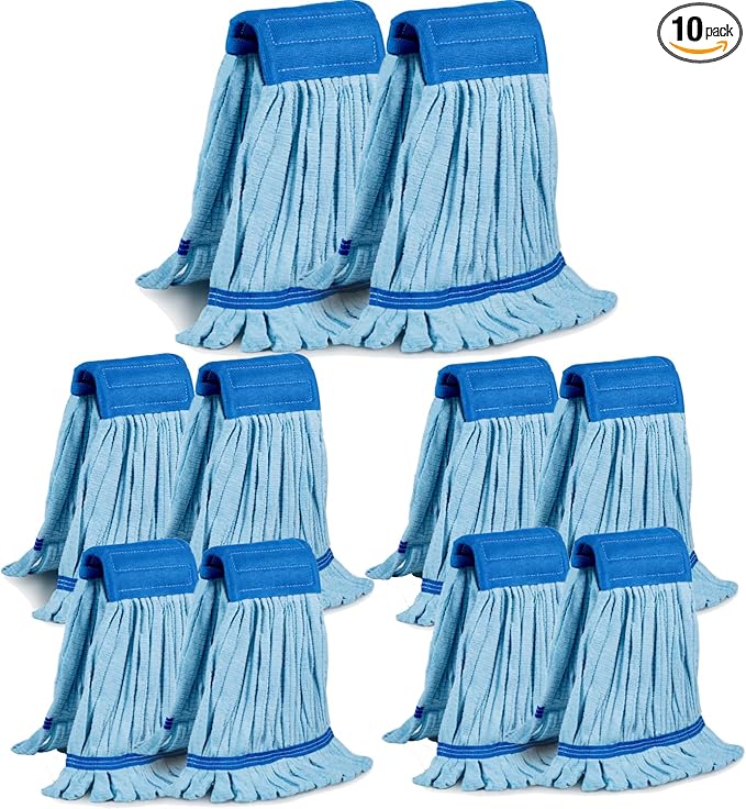 10 Pack - Large Microfiber Tube Mop 400GSM - Heavy Duty Industrial Wet Mop Head Refill, Commercial, Thick Fiber, Replacement Heads, Extra Absorbent