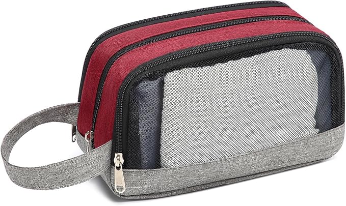 Yeiotsy Men's Travel Toiletry Bag – Color Clash Dopp Kit with Mesh Pockets, Durable Shaving Organizer for Gym, Camping & Weekend Trips