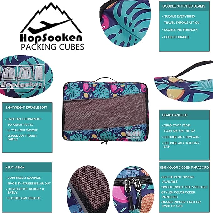 5 Set Packing Cubes for Travel Large Suitcase Luggage Organizer Bags Travel Accessories Vacation 4 Cubes 1 Laundry Pouch Bag