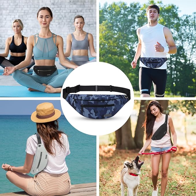 MAXTOP Large Crossbody Fanny Pack with 4-Zipper Pockets, Gifts for Enjoy Sports, Festival, Workout, Traveling, Running, Casual, Hands-Free, Wallets, Waist Pack, Phone Bag, Carrying All Phones
