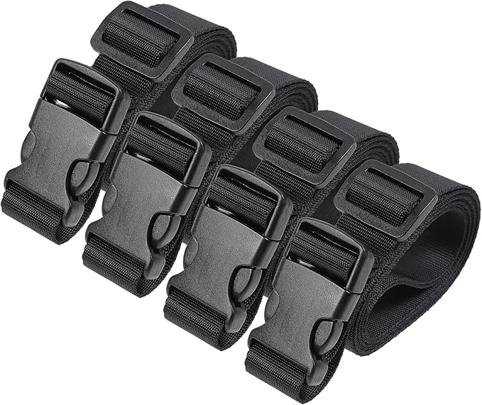 Vigorport Utility Straps Quick Release Nylon Backpack Accessory Bag Strap,Adjustable for Hiking,Travel,Outdoor Sports-4 Pack (Black, 1" W-78 L)