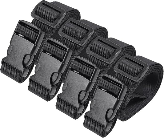 Vigorport Utility Straps Quick Release Nylon Backpack Accessory Bag Strap,Adjustable for Hiking,Travel,Outdoor Sports-4 Pack (Black, 1" W-60 L)
