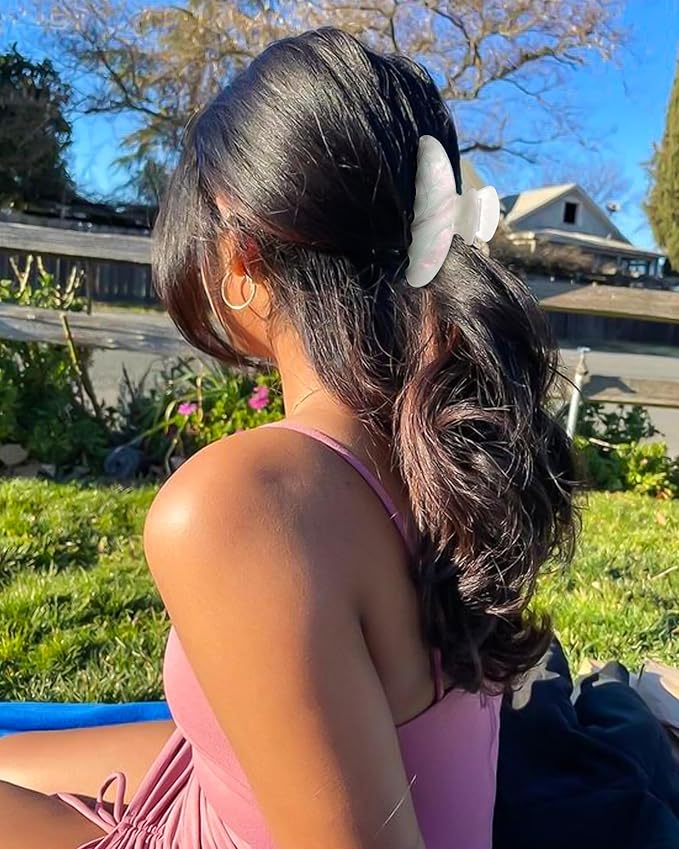 4Pcs Large Hair Claw Clips - Acrylic Big Hair Clips for Thick Hair Strong Hold Hair Jaw Clips Non-slip Banana Hair Barrettes Clips for Women Girls (Sparkle(white/purple/pink/green))