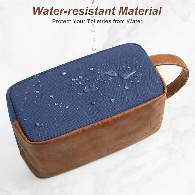Travel Toiletry Bag for Men, Hanging Toiletry Organizer, Water Resistant Shaving Kit with Large Capacity for Travel Accessories (Blue, Medium)