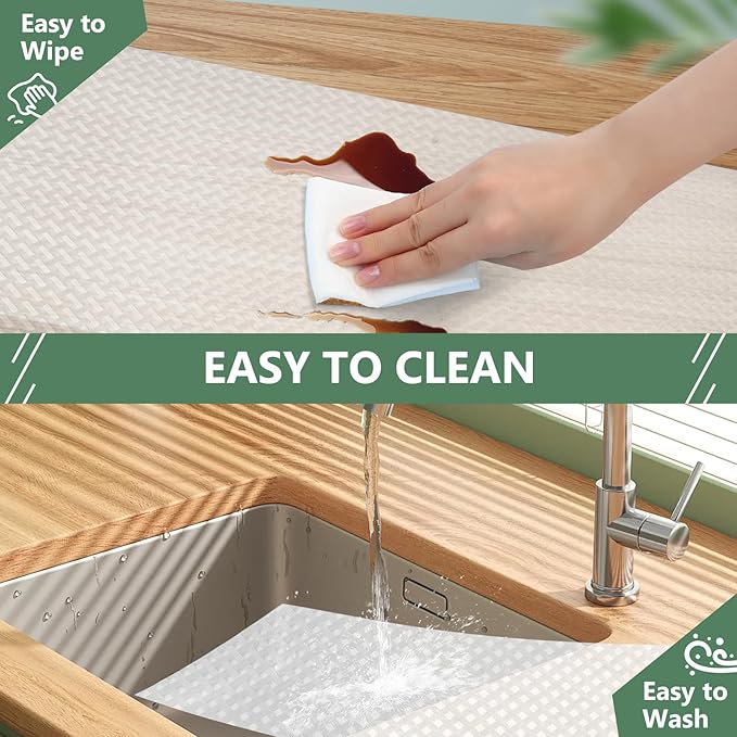 Shelf Liners, Non-Adhesive Drawer Liner, Waterproof & Oil-Proof Kitchen Cabinet Cupboard Liner Plastic EVA Material BPA Free Fridge Liner Mats Paper Protector for Shelves (Clear/16in x 240in)