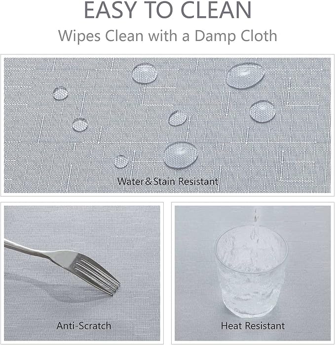 Textured Rectangle Tablecloth 52x70 inch Table Cloth Water Resistant Wrinkle Free Spill-Proof, Decorative Fabric Table Cover Washable for Banquet Parties Event Holiday Dinner, Light Grey