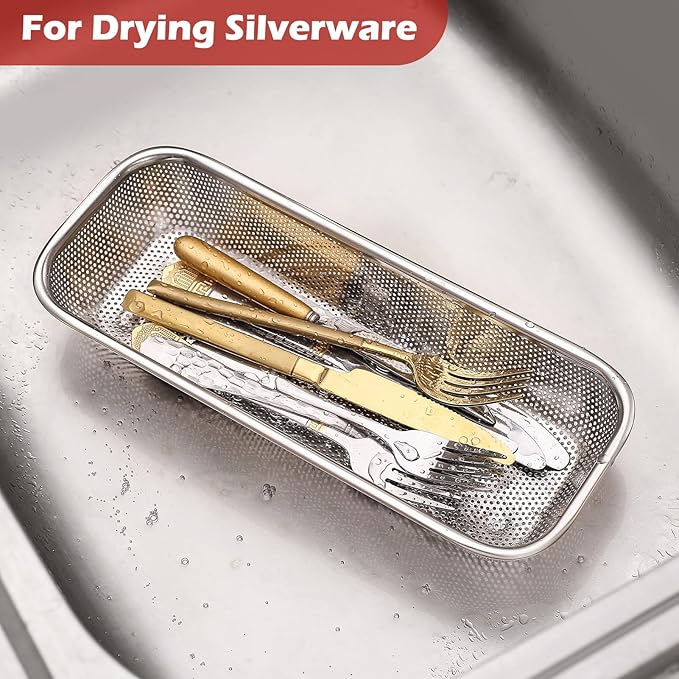 2Pack Stainless Steel Tumbler Cup Lid Organizer Inside Cabinet, Mason Jar Lid Holder, Rectangular Basket for Storage of Silverware, Chopsticks, Straws, and Utensils