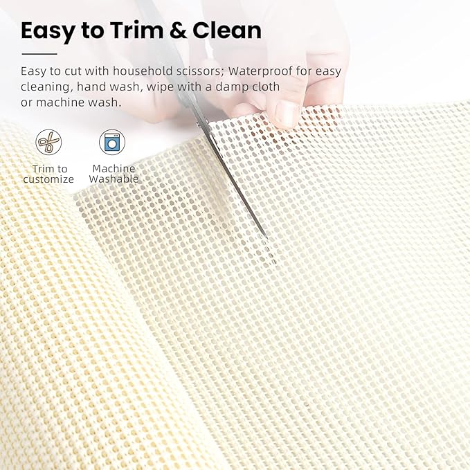 BAGAIL Drawer and Shelf Liner, 24 in X 30 Ft Non-Adhesive Shelf Liners for Kitchen Cabinets, Thick Strong Grip Liners for Desk, Shelves, Bathroom Drawers, Cabinet Protection - Cream