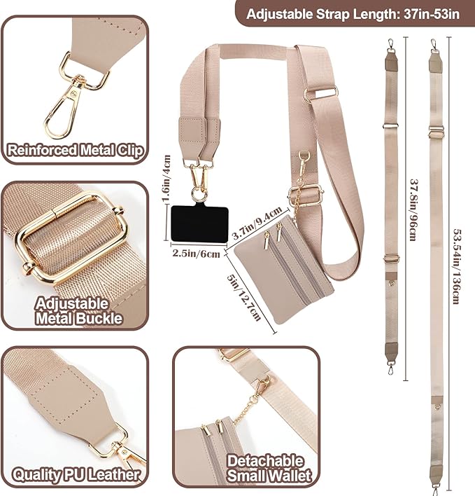 XANGNIER Clip and Go Strap for Phone with Wallet Crossbody, Phone Strap with Zippered Wallet, Adjustable Anti-Theft Cellphone Lanyard for Women, Cellphone Chain Accessories, Multicolor 7