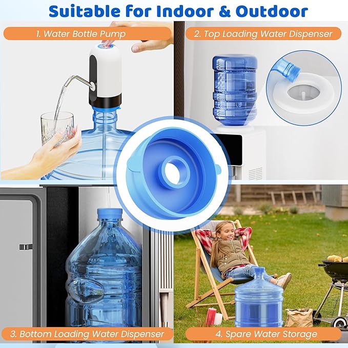 Myvision Reusable 3-5 Gallon Water Jug Caps, Secure Cap for Water Dispenser,No Spill Silicone Replacement Cap,Suitable for bottle mouths with diameters ranging from 1.89 to 2.16 inches (10)