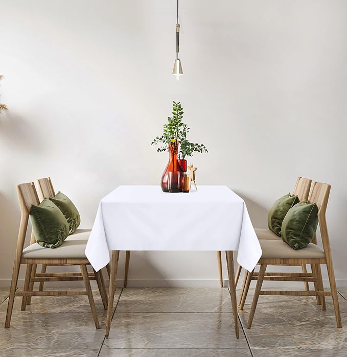 Utopia Kitchen Rectangle Table Cloth 2 Pack (54x78 Inches, White), Machine Washable Polyester Table Cover for Dining, Buffet Parties, Picnics, Events, Weddings and Restaurants
