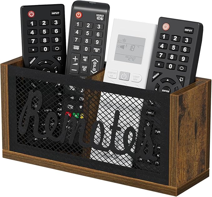 YINMIT Remote Control Holder Wall Mount, TV Remote Holder for Wall, Remote Caddy for Table, Remote Organizer Divided Storage Box for Wall, Table, Living Room, Bedroom