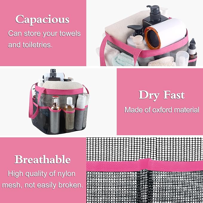 Attmu Mesh Shower Caddy Portable, Quick Dry Hanging Shower Tote Bag for College Dorm Room Essentials, Large Capacity Shower Caddy Dorm for Bathroom Gym Swimming