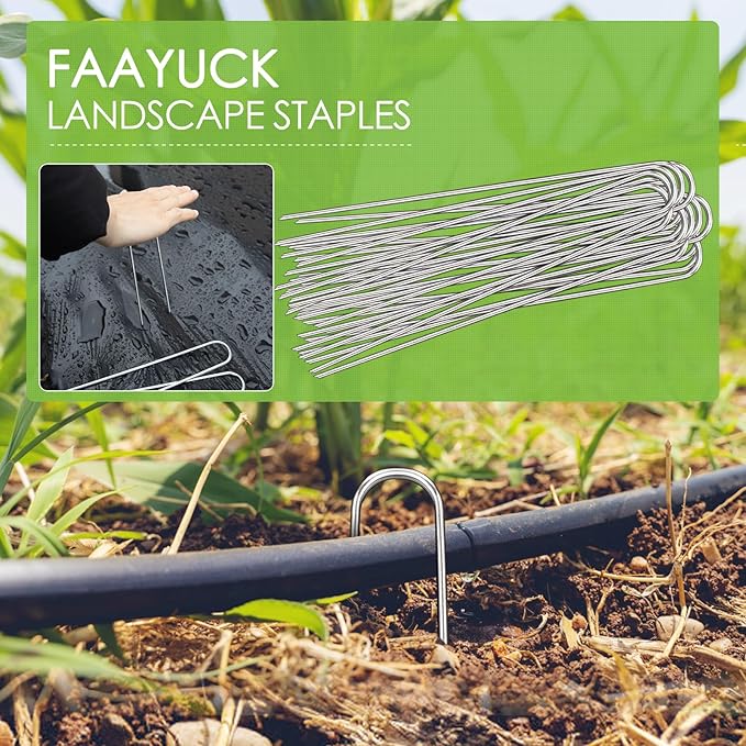 8 Inch Landscape Staples, 25 Pack Galvanized Landscape Stakes Heavy Duty 8 Gauge U-Shaped Garden Stakes, Ground Stakes for Weed Barrier Fabric, Irrigation Tubing, Fence, Outdoor Decorations