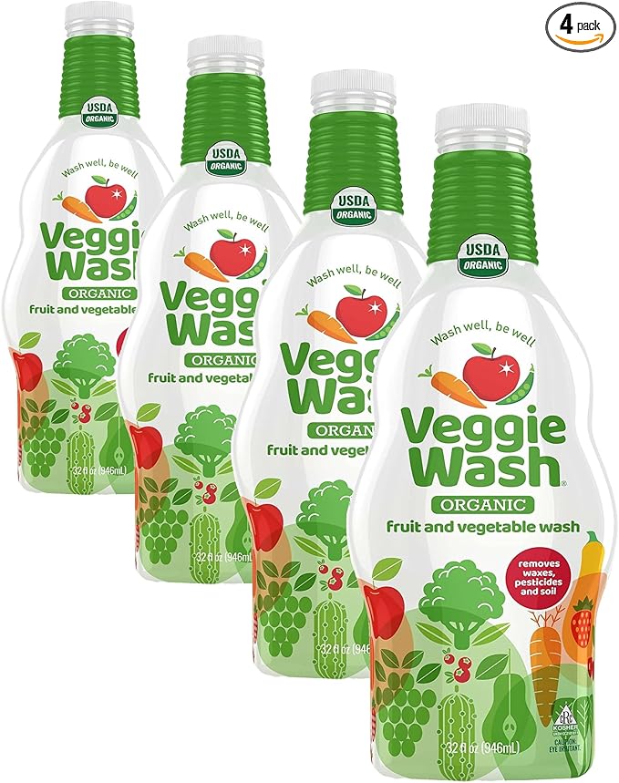 Veggie Wash Organic Fruit and Vegetable Wash Soaker, 32 Fluid Ounce (Pack of 4)