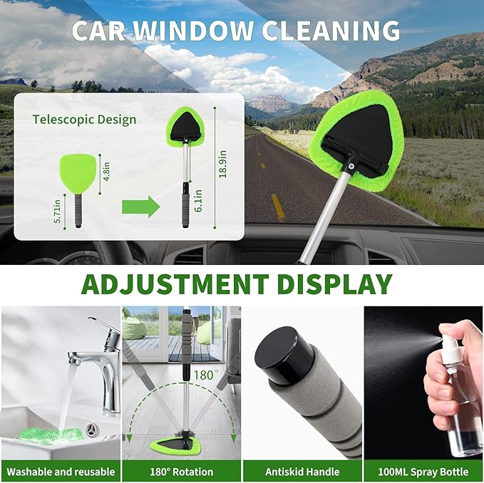 18Pcs Car Detailing Kit, Interior Car Cleaning Kit, Leather & Textile Car Interior Brush, Car Detailing Brush Set with Windshield Cleaning Tool Complete Car Interior Care Kit