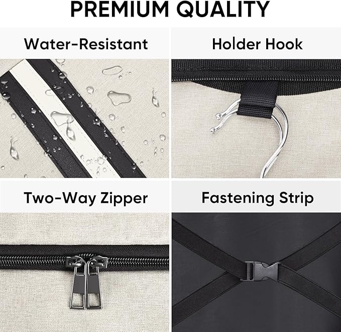 BALEINE Travel Garment Bag, Travel Suit Bag for Men, 42'' Waterproof Carry on Garment Bag for Hanging Clothes, Garment Duffel Bag for Travel Business (Beige)