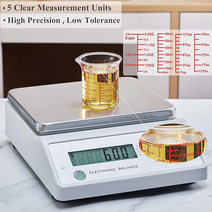 High Borosilicate Glass Measuring Cup-V-Shaped Spout，Glass Measuring Beaker for Kitchen or Restaurant, Easy to Read, 60 ML (2 Oz)-Pack of 2