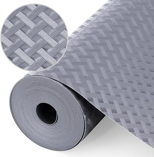 Shelf Liners, Non-Adhesive Drawer Liner, Waterproof & Oil-Proof Kitchen Cabinet Cupboard Liner Plastic EVA Material BPA Free Fridge Liner Mats Paper Protector for Shelves (Grey/16in x 240in)