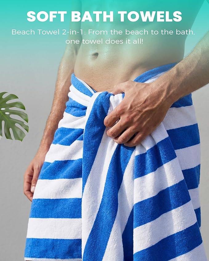 Antfuny 4 Packs Oversized 72x40 Inch Stripe Beach Towel Thin Set Extra Large XL Big Clearance Soft Super Pool Travel Bath Swim Camping Accessories Essentials Towels Bulk Men Women Adults Gift