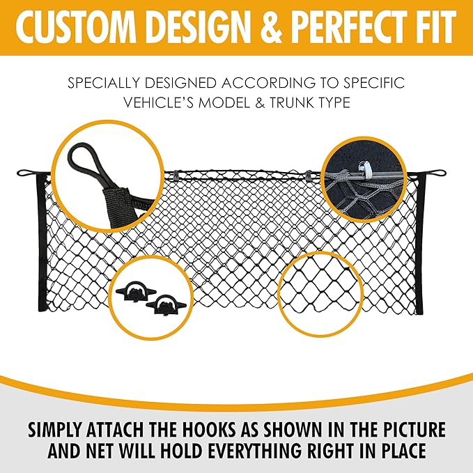Trunk Envelope Style Mesh Cargo Net for Toyota Tacoma 2005-2025 - Premium Trunk Organizers & Storage - Cargo Net for Pickup Truck Bed - Truck Bed Divider - Car Organizer for Pickup