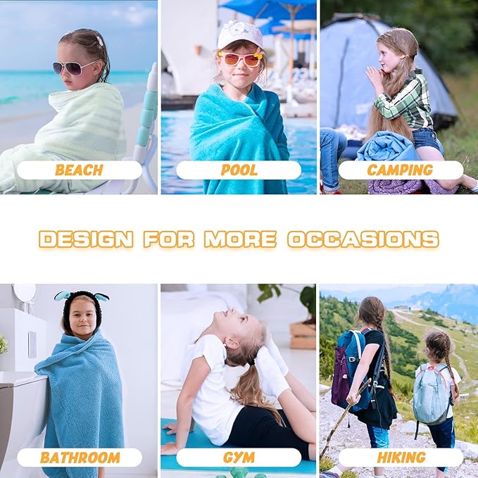 WERNNSAI Beach Towel for Kids, 30”x 60”Capybara Quick Dry Sand Free Kids Beach Towel for Girls Personalized Beach Towel Pool Camping Travel Towel Soft Beach Blanket Bath Shower Towel