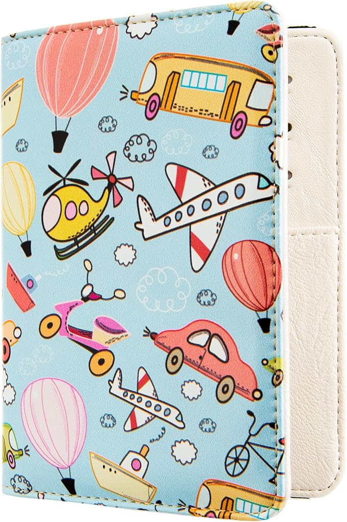 AIRMORS Passport Holder,Travel Organizer Passport Holder Girls Gifts Rfid Passport Photo Cute Passport Book for Women/Men (Airplane)