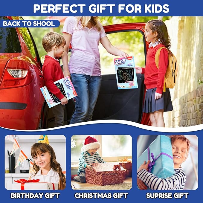 2PACK LCD Writing Tablet for Kids, Rechargeable Doodle Board Toys Gifts for 3 6 8 Year Old Girls Boys, 13 Inch Colorful Drawing Pad for Kids, Gifts for Toddler Educational Learning Travel Toys