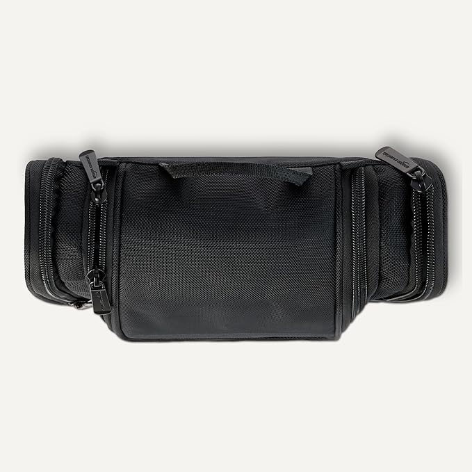 Amazon Essentials Spacious Toiletry Bag, Hanging Cosmetic Dopp Kit with Compartments, Portable, Polyester, Black (Previously Amazon Basics)