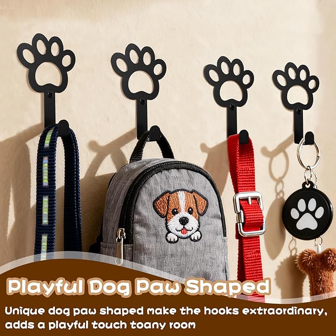 8PC Dog Leash Hooks for Wall Cute Metal Cat Leash Holder Wall Mounted Key Hooks Pet Accessory Holder for Entryway Hallway Kitchen Office, Pet Themed Gifts, Great Gift for Dog and Cat Lovers