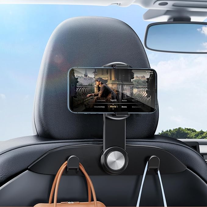 1 Pack Car Seat Hooks & Phone Mount for Tesla Model Y (Juniper) Model 3 (Highland) Accessories 2026 2025 2024 2023 2022 2021, Multifunction Clip Phone Holder | Car Seat Back Storage Hook Purse/Bag